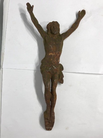 Cast Iron Jesus Christ Figural Ornament 13in Tall