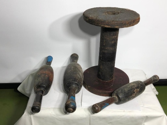 Primitives, Large Spool, 3 Rolling Pins, See Photo for Dimensions