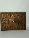 Brass Omaha Auto Club Plaquard or Badge 3.5in