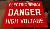 Porcelain Sign, Electric Wires DANGER High Voltage SSP 18in x 12in