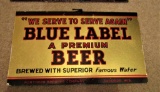 1940's NOS Northern Blue Label Beer SSC Cardboard w/ Hanger 10in x 6in