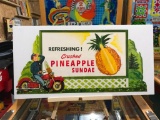 1950's Pinapple Sundae Litho, NOS, 19in x 9in