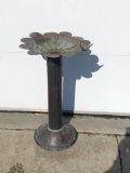 Copper Bird Bath w/ Figural Copper Bird, 32 Inches