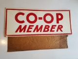 1950's NOS CO-OP Member Metal Sign w/ Orig. Rice Paper