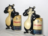 Pair Vintage Hamms Beer Vaccu-Form Beer Bear on Can of Hamms Display