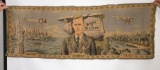 Charles Lindbergh c. 1927 Spirit of St Louis Tapestry of Solo Flight, New York - Paris - 54in x 20in