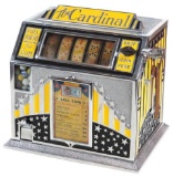 Pace 1 Cent Trade Stimulator ~ The Cardinal ~ 5 Reel Poker Fortune w/ Gumball Vendor, c. 1935 Excel.