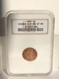 1995 One Cent Penny Double Obverse NGC MS67 High Grade Slab