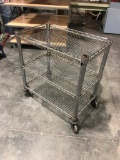 NSF Stainless Steel Rolling Cart, Recessed Shelves, Great for Green House, Shop, 30in H, 18in x 32in