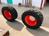 Two Spare Bobcat Skidloader Heavy Duty Tires and Rims, 12-16.5 N.H.S.