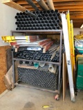 HD Square Steel Pipe Rack on Casters w/ PVC Plastic Pipe Inventory, See Pictures