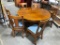 Solid Oak Dining Room Table with Six Chairs, Seven Leaves