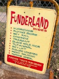 Peony Park Wooden Sign, Funderland Rides, 32in x 24in, Listing of Peony Park Rides