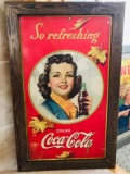 1940's Framed Coca-Cola Litho Sign