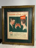 Framed 1927 Coca-Cola Ad (Hung at Peony Park in the late 1920's)