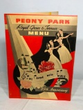 Original Peony Park Food & Drink Menu from the Royal Grove & Terrace, 25th Anniversary c. 1944