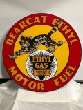 Bearcat Ethyl Motor Fuel - Ethyl Gas General Motors 30in Metal Sign, Contemporary, Single Sided
