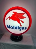 Mobilgas Gasoline Globe, Glass Lenses, Contemporary - Gas Pump Globe, Pegasus Horse