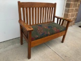 Mission Oak Bench with Cushion Seat, Settee, 48in x 24in x 40in