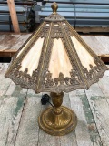 Eight Panel Slag Glass Lamp