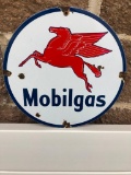 Mobilgas Pegasus Round Porcelain Sign, SSP, 12in
