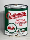 Cushman Motor Scooter Oil, Cushman Motor Works Inc. Die Cut Oil Can, Lincoln, NE 11in Tall