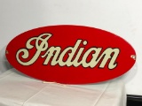 Indian Motorcycles Porcelain Sign, 19.5in x 9.25in, Single Sided