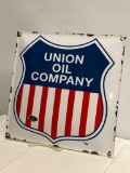 Union Oil Company Concave Porcelain Sign 12in x 12in
