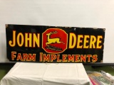 John Deere Implements Porcelain Sign, SSP 11in x 29in