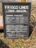 Peony Park Omaha Depot Wooden Sign - Frisco Lines Schedule 38in x 26in