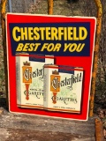 Chesterfield Cigarettes Embossed Tin Sign, 29.5in x 23in
