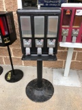 Nice Three Bin Candy Vending Machine on Pedestal w/ Keys