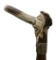 Figural Antler or Stag Cane with Man with Long Nose, Angled L-Shaped Handle w/ Silver Collar