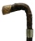Curved Semi-Crook Handled Cane with Mixed Metal Collar and Golden Tip