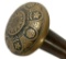 Very Nice Brass Knob Handled Dress Cane with Simple Flower Engravings on Knob, Wooded Shaft