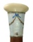 Ornate Dress Cane with Tusk or Bone Knob and Engraved Porcelain Band between Silver Collars