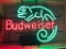 Budweiser Lizard Neon Sign w/ Two Color Neon and Lizard Outlined in Neon