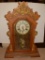 Waterbury Oak Kitchen Shelf Clock, 23in Tall, w/ Key, Runs, Nice Condition, See Pics for More Info