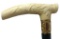 Bone or Tusk Carved T-Handle Cane with Gold Collar
