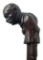 Figural Carved Man Wood Cane with Silver Collar
