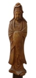 Wood Carved Figural Religious Woman Cane, Figure Cloaked in Robe