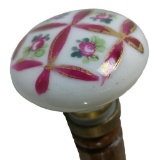 Porcelain Knob Handled Dress Cane with Floral Design