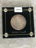 1879 S Morgan Silver Dollar, Uncirculated in Hard Protective Case