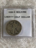 1938 D Silver Walking Liberty Half Dollar - Rare