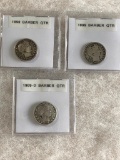 Lot of 3 Silver Barber Quarters - 1898, 1899 & 1909 D