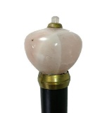 Marble or Glass Knob Handled Walking Stick with Brass Collar Cane
