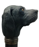 Carved Dog Cane with Silver Collar