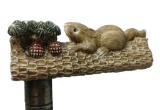 Neat Squirrel and Acorn L-Shaped Cane with Silver Collar