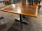 Restaurant Table, Wood & Laminate Top, Single Pedestal Iron Base, 42in x 30in x 30in
