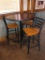Round Pub Table with 3 Iron Ladder Back Bar Stools, Table is 42in High, 30in Wide